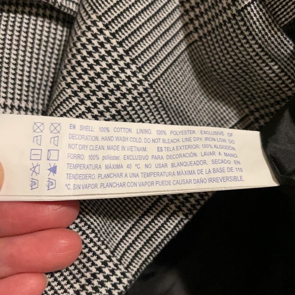 Forever 21 Glen Plaid Double Breasted Blazer Black White-Large - Picture 9 of 9